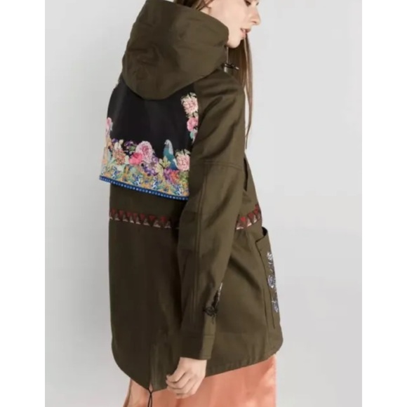 Coat Trench Coat By Desigual In Green & Tan, Size: Xl main image 1